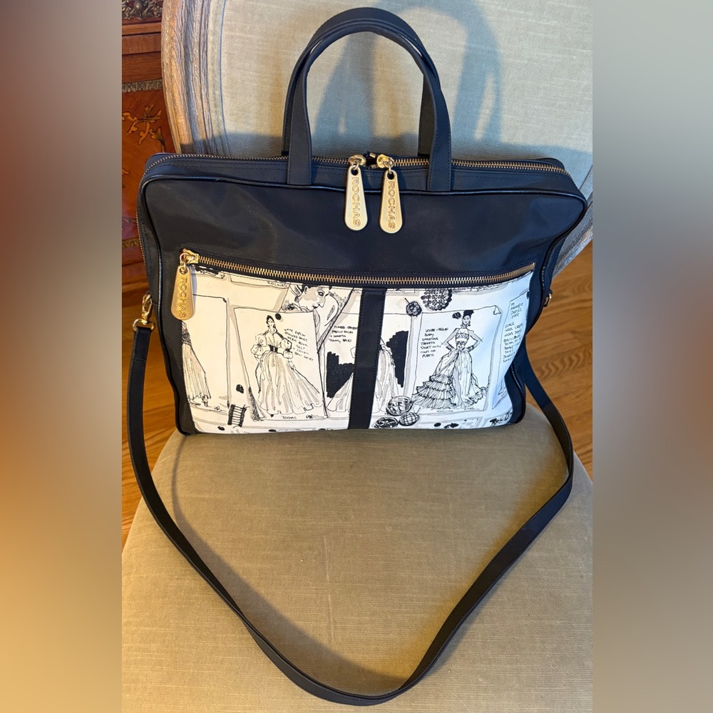 Rochas Paris Art/Fashion Sketch Tote Laptop Bag Crossbody RARE